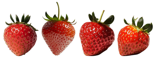 Fresh and Juicy Strawberries Isolated on White Background, Isolated on Transparent Background