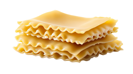 Uncooked lasagna pasta sheets showing flat texture and smooth surface ideal for Italian cuisine preparation and meal visuals isolated on white background