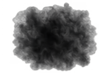 Plume of dark smoke spreading on transparent background, representing pollution, danger, or fog effect