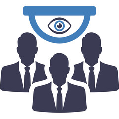 Surveillance Camera Monitoring Three Business People Silhouettes On Transparent Background Blue And Dark Blue Colors Security Concept Icon Vector Art 20 135
