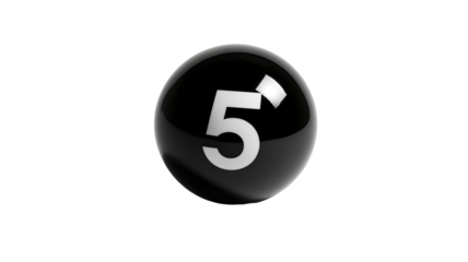 Black billiard ball with numbered detail showing smooth glossy surface ideal for pool or snooker game visuals isolated on white background