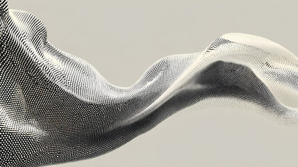 Dynamic wave of stipple dots forming abstract fluid pattern. Grunge texture with dissolve and undulate motion, elegant monochrome background for modern designs with sand, ripple, and grain effect