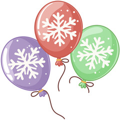 Colorful Christmas Balloons with Snowflake Design