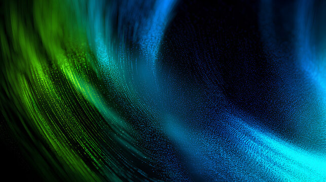 Glowing blue green shape, abstract dark grainy background, noise texture dynamic black poster backdrop Stock Illustration