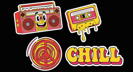 Retro Vibes: Boombox, Cassette, Peace, and Chill