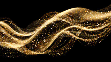 Gold Glitter Sparkle Wave design element. Abstract Shiny Sequins Wavy Lines Stock Illustration