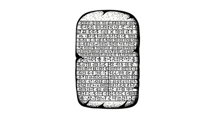 A stylized black and white line drawing of an ornate Egyptian scarab beetle.