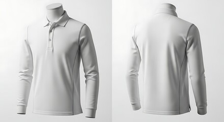 Elegant Long Sleeve Polo Shirt Mockup for Sport or Casual Wear Great for Designers and Apparel Brands with a Clean Minimalist Design