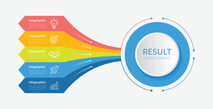 Modern design concept for infographic with 5 steps, options, parts or processes. Business data visualization. Creative diagram. 