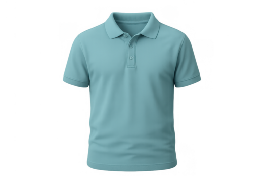 Light blue polo shirt mockup presenting a versatile blank short sleeve top for branding and fashion design with transparent background - Powered by Adobe