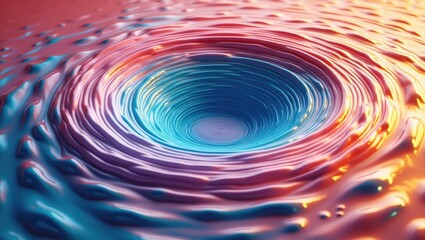 Spiraling vortex of vibrant colors creates a mesmerizing visual experience, featuring swirling patterns and a central opening radiating with blue light, offering an immersive and artistic...