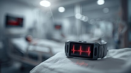 Heart rate monitor displaying vital signs in hospital