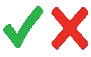 Large 3D Check Mark and Cross Symbols: Yes and No IconsPrint
