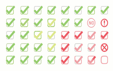 Check Mark Icons Set: Yes, No, Tick, and Confirmation SymbolsPrint