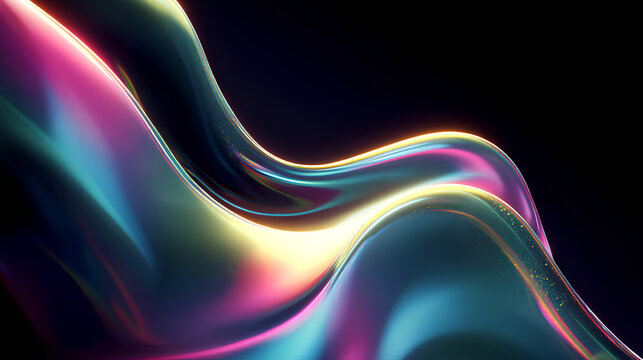 Irregular ripple distortion, soft glass texture effect, bright neon glow with smooth gradient flow. Vivid light refractions, futuristic aesthetic, subtle digital noise. Vector illustration - Powered by Adobe