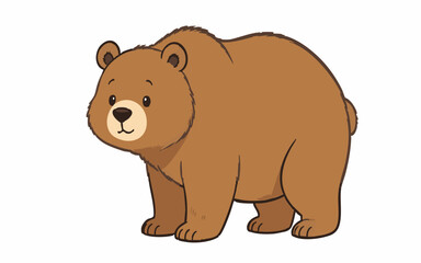 Cute Brown Bear Cartoon Clipart IllustrationPrint