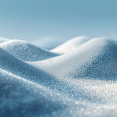 Sparkling snow dunes under blue sky 3D render