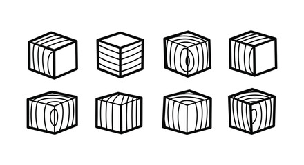 Hand drawn illustration of diced wood isolated on white background