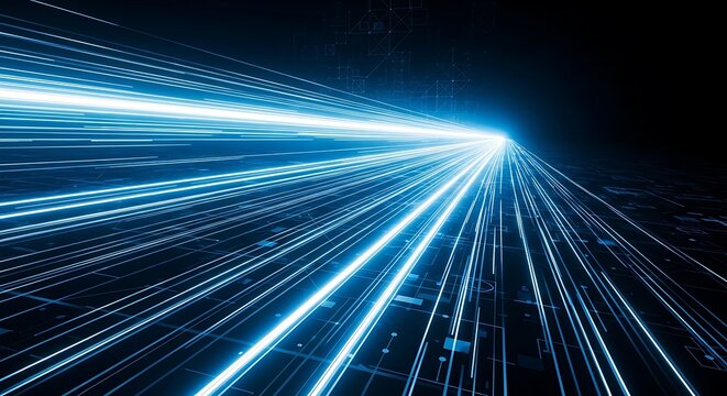 Abstract light trails futuristic energy flow with dynamic blue streaks - Powered by Adobe