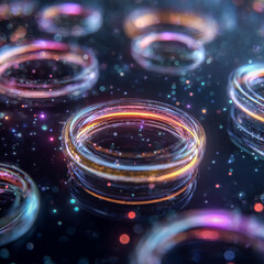 Detailed abstract quantum rings with bokeh particles