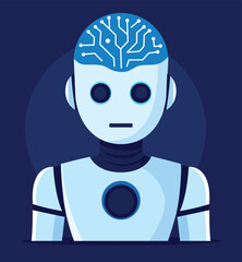 Humanoid robot with circuit patterns, representing artificial intelligence and advanced computing