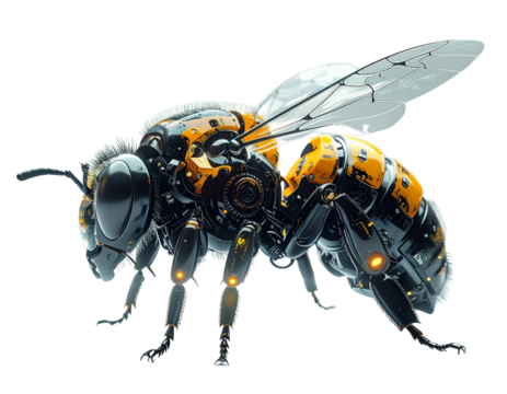 Minimal Mecha Bee Cut-Out in Clean Sci-Fi Studio Setup