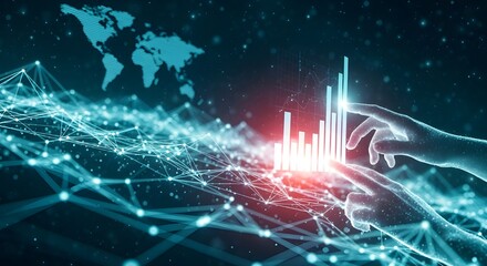 Global data visualization with connection network and world map