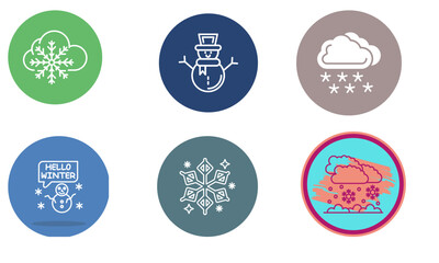 Fototapeta premium Winter Icon Set — Snowy Seasonal Symbols and Cold Weather Illustration Pack