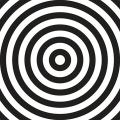 Black and white concentric circles forming a bold hypnotic pattern.