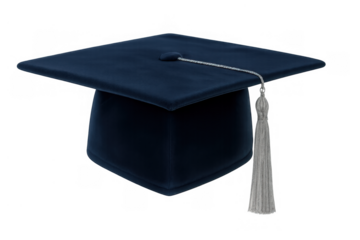 Graduation cap with a white tassel. Symbolizing academic achievement, learning, higher education, and ceremony success. Transparent background