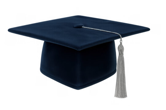 Graduation cap with a white tassel. Symbolizing academic achievement, learning, higher education, and ceremony success. Transparent background