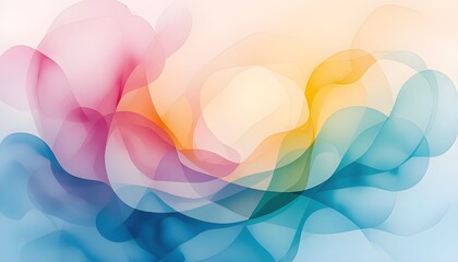 Colorful Layered Abstract Design with Soft Light and Gradient Translucent Shapes