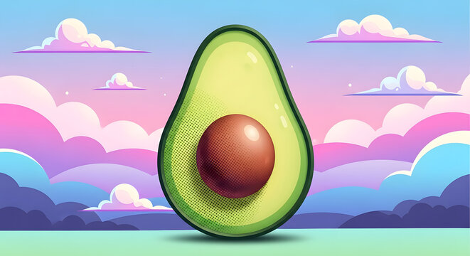 Avocado Dreamscape: A Whimsical Food Illustration