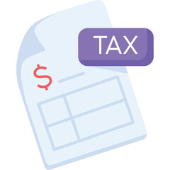 Tax Document With Dollar Sign And Purple Tax Label On White Paper With Grid Lines Representing Financial Statement Calculation