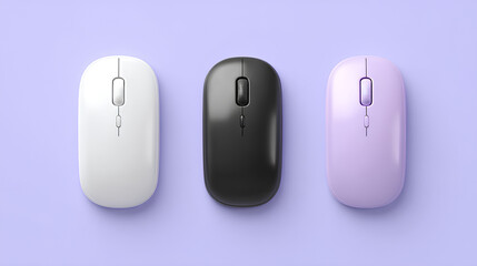 Set of white, black, white and purple mouse 3d cursor pointer isolated on white background Stock Illustration