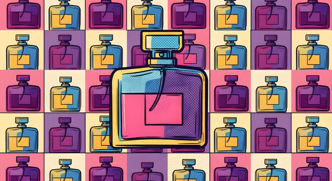 Perfume Pop Art: Abstract Fragrance Bottle Illustration