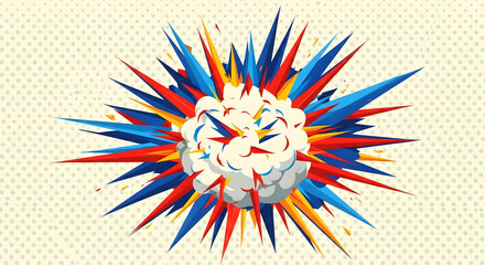 Comic Book Explosion: Red, Blue, and Yellow Burst