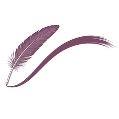 Classic Purple Feather Quill Illustration Symbolizing Writing Literature and Art