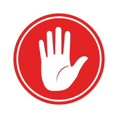 Obraz premium Stop Hand Sign Red Circle Prohibition Symbol for Universal Safety Warning Icon