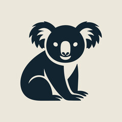 Cute Koala Bear Silhouette Logo - Minimalist, Simple, and Friendly Australian Animal Icon