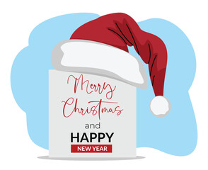 Flat christmas greeting card. Merry christmas and happy holidays flyer template