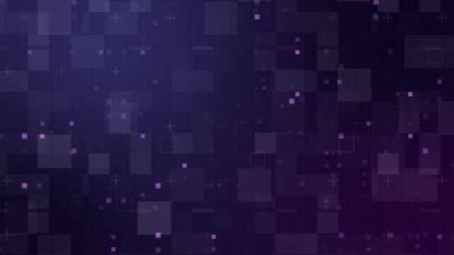 Futuristic Digital Grid Overlay with Glowing Purple Squares and Plus Signs Abstract Background