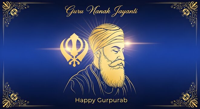 Golden sikh art guru nank jayantiposter