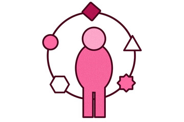 Adaptability Skill Pink Icon illustration vector illustration in transparent background