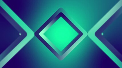 Glowing Neon Square Frames Floating Abstract Background Futuristic Geometric Shapes Gradient Blue