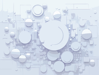 추상적인 기하학적 패턴과 원이 겹쳐진 미니멀한 3D 배경