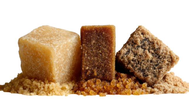 Three pieces of honeycomb on a transparent background isolated on transparent background