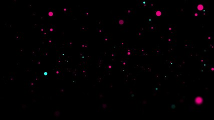 Pink and Teal Particles Floating on Black Background - Powered by Adobe