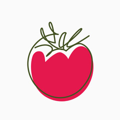 Red Tomato one line drawing. Red Tomato single line illustration. Red Tomato minimalist line art. Red Tomato vector art