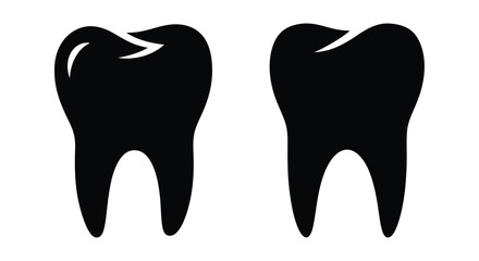 Simple illustration of two black tooth shapes against a white background